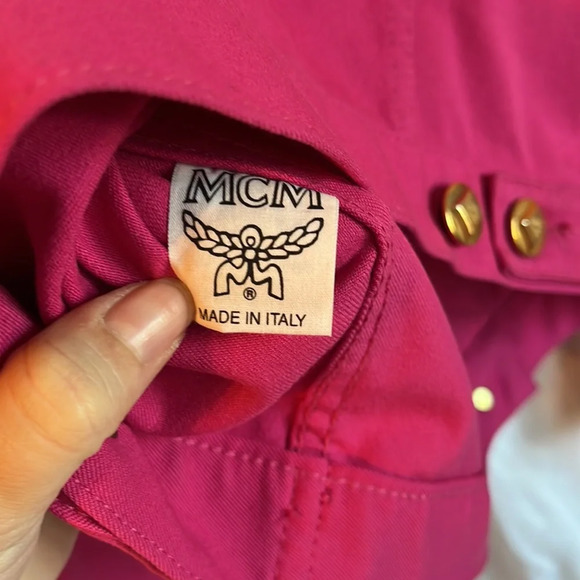 MCM Vintage 90s Barbiecore Denim Style Jacket with Gold Hardware - Picture 8 of 10